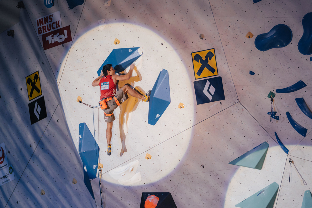 Sascha Lehmann winning the Lead. Photo: Jan Virt/IFSC