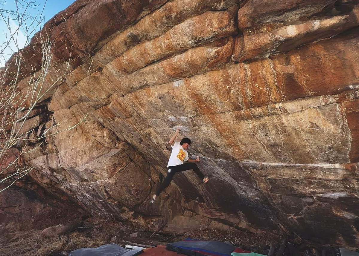 Nathaniel Coleman making the first ascent of No One Mourns the Wicked (V17/Font 9A). Video still: Ben Neilson/Mellowclimbing