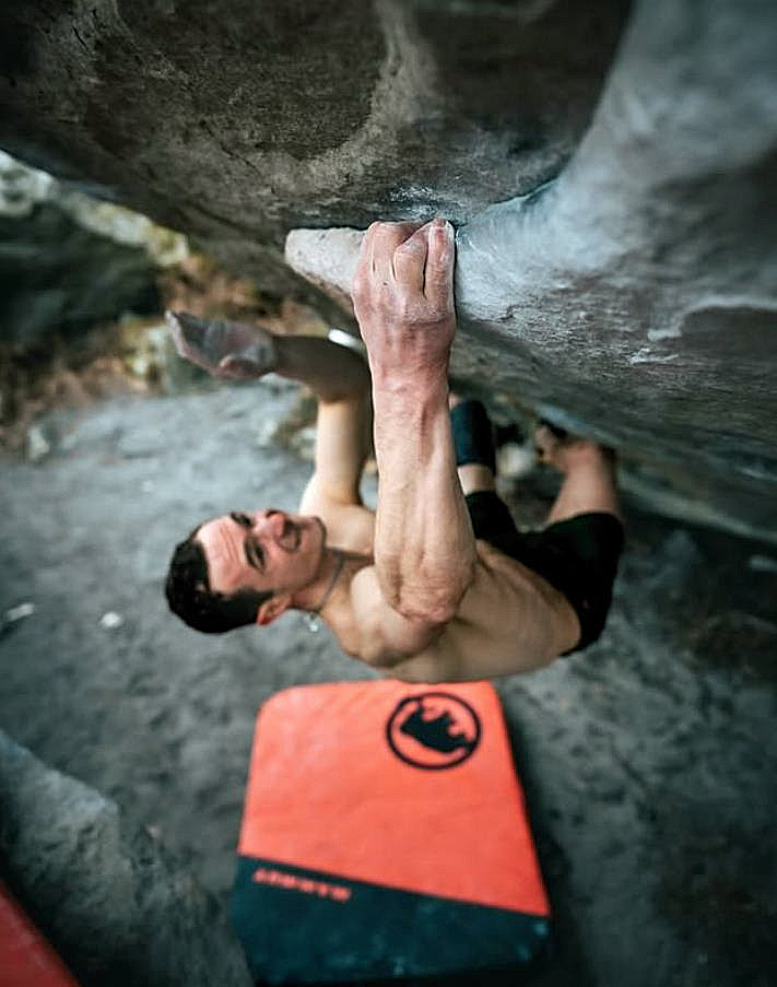 Adam Ondra on the Soudain Seul (Font 9A). Photo: Petr Chodura