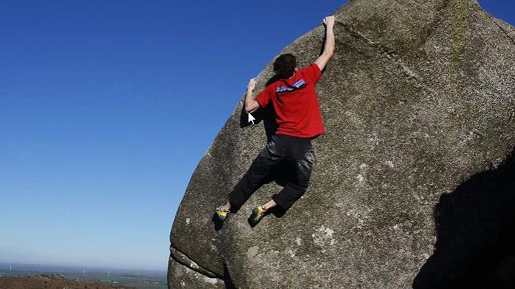 James Squire on the first ascent of Pursuit of Slappiness (Font 8b) at Kilmar Tor. Photo/Video Grab: Ed Gow Smith