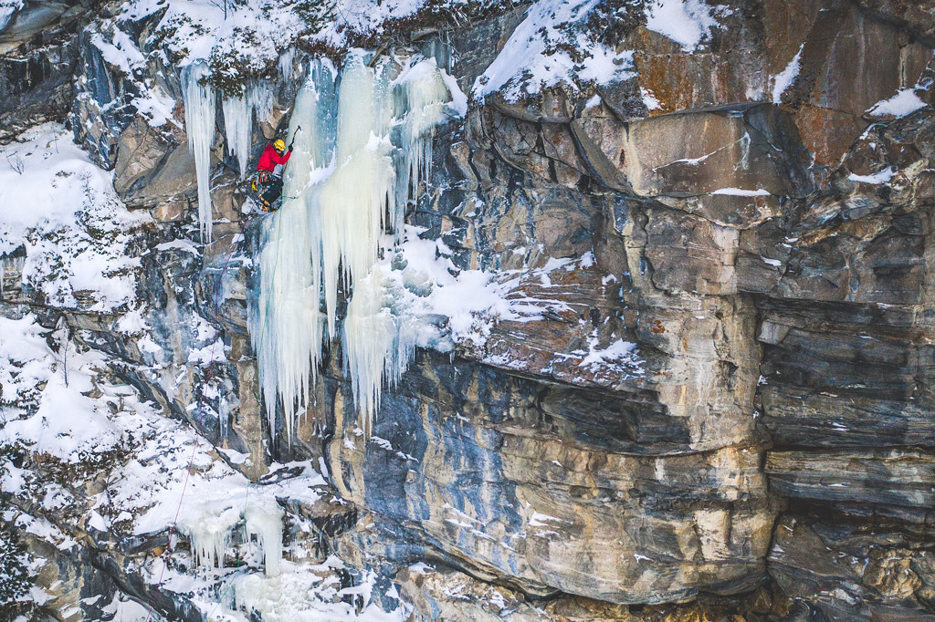 Greg Boswell on To the Right of God, their ‘last-day-best-day’ mixed new route which weighed-in at IX,9/WI5. Photo Mathis Dumas