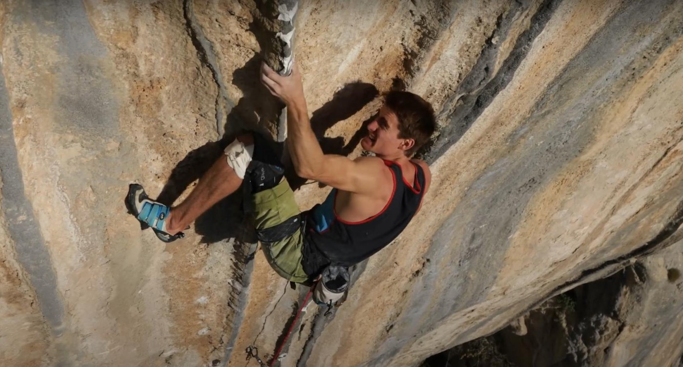 Seb Bouin on the first ascent of The Dream. Video grab