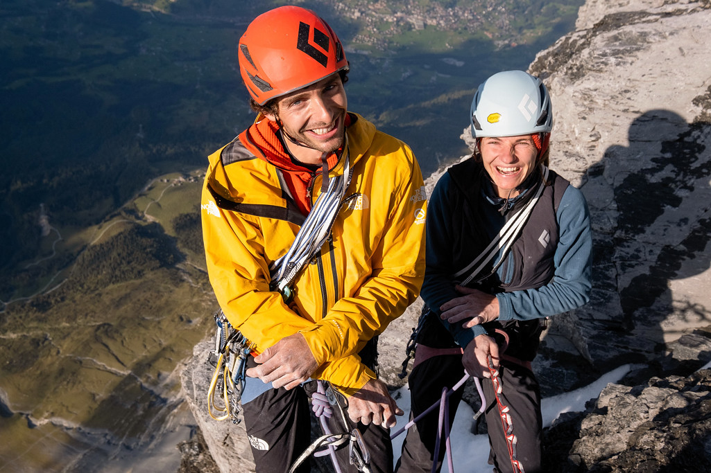 Babsi and Jacopo on the summit. Photo: Alpsolut Pictures