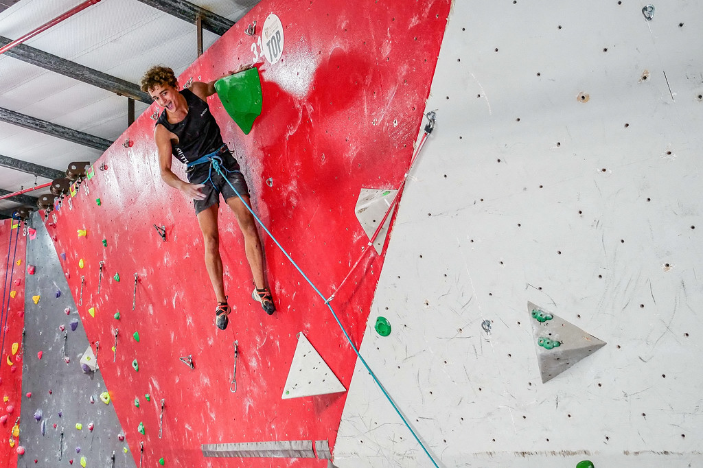 Christopher Cosser winner of Africa Championships climbing in the Lead qualification round. Photo: City Rock/IFSC