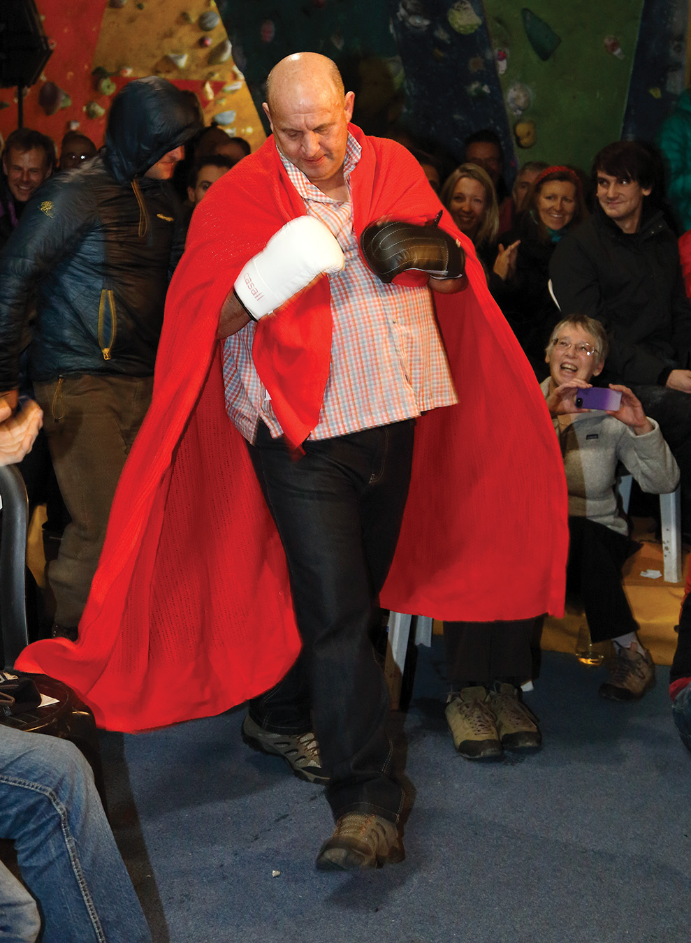 John making an entrance at the Peak Rock book launch in 2013. Photo: © David Simmonite