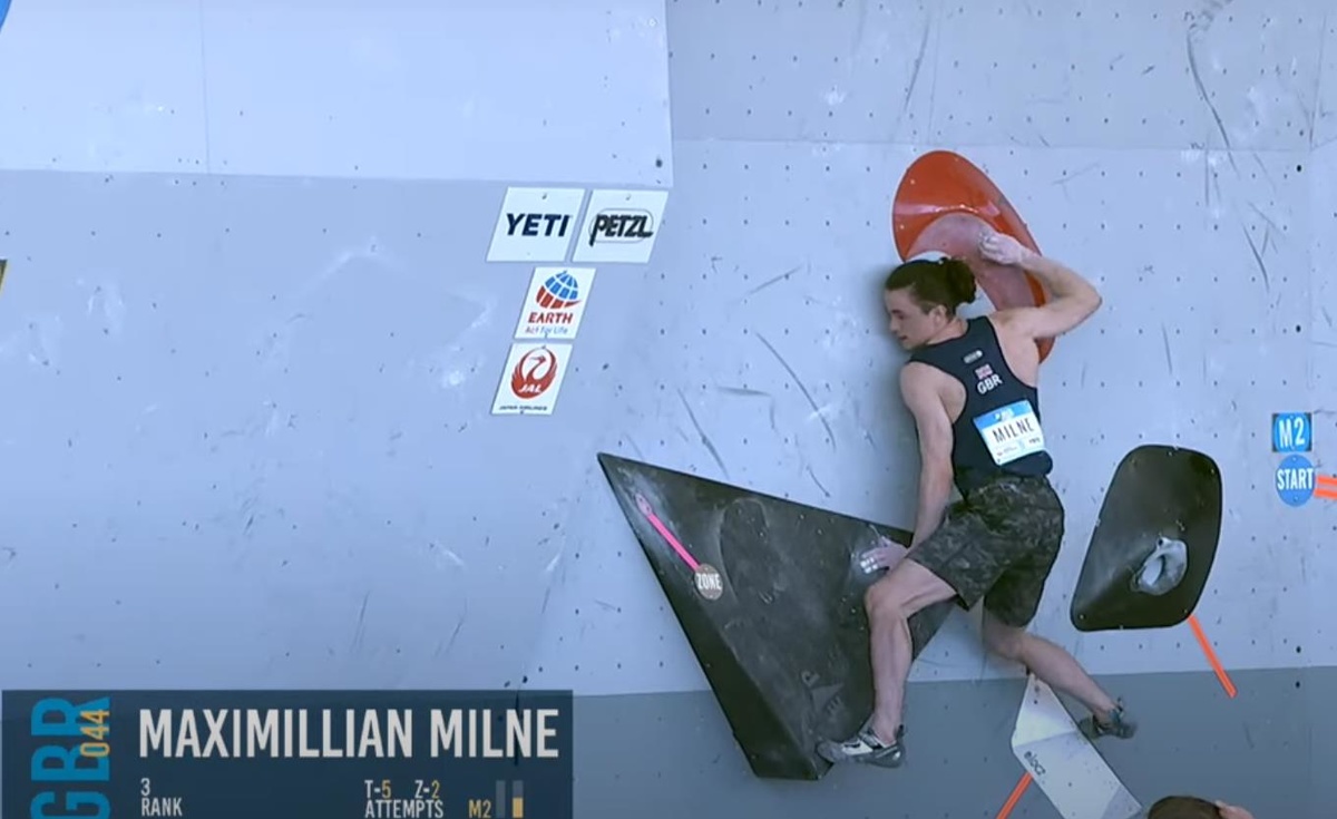 Maximillian Milne – a.k.a. Max The Future – climbing in his first ever WC final.