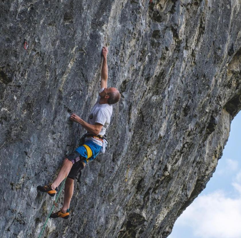 Ted Kingsnorth on Progress (F8c+), Kilnsey. Photo: Joe Crolla/Instagram