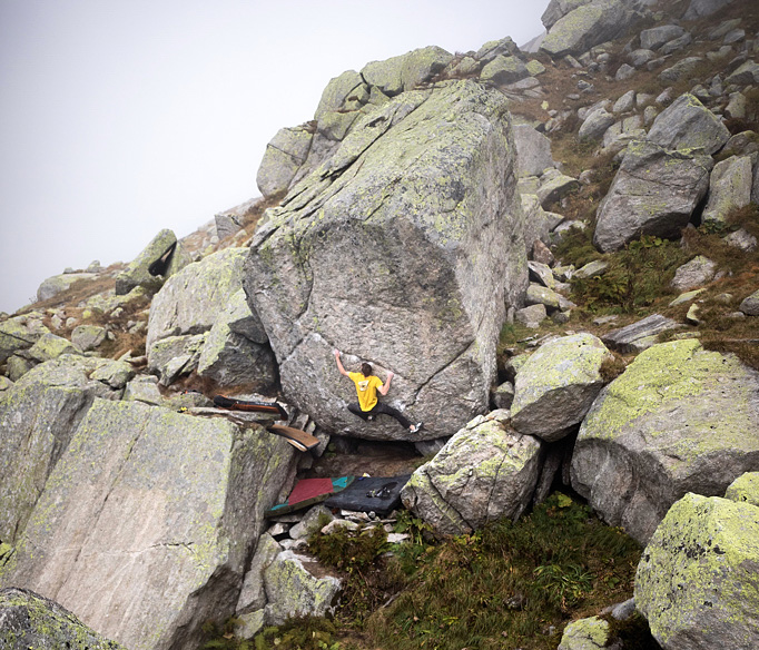 Will Bosi climbing Hazel Grace (Font 8B+). Photo: Band of Birds