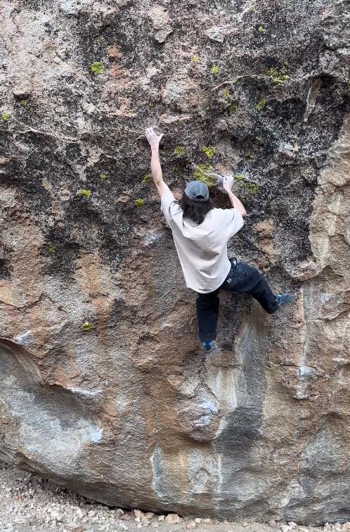 Sean Bailey on Lucid Dreaming (V15/Font 8C) – his hardest ascent prior to the low start to Evilution. Video grab: Sean Bailey Instagram