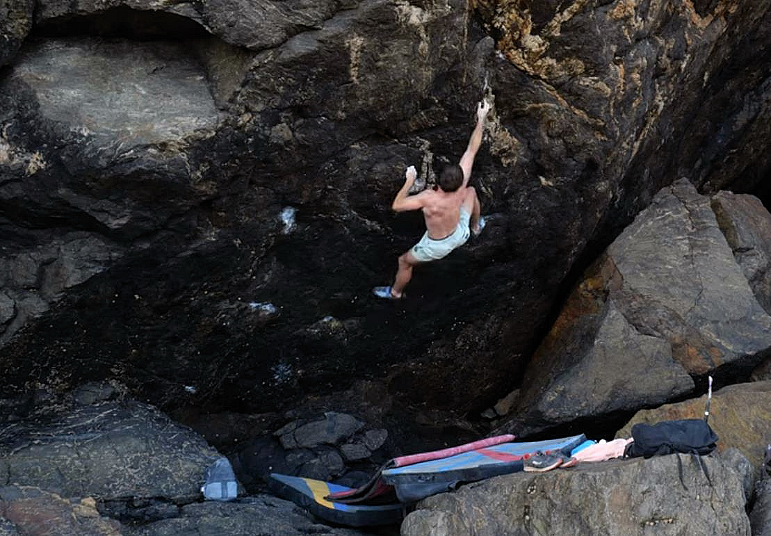 Solly Kemball_Dorey making first ascent of Race against Death. Screenshot: Solly Kemball-Dorey