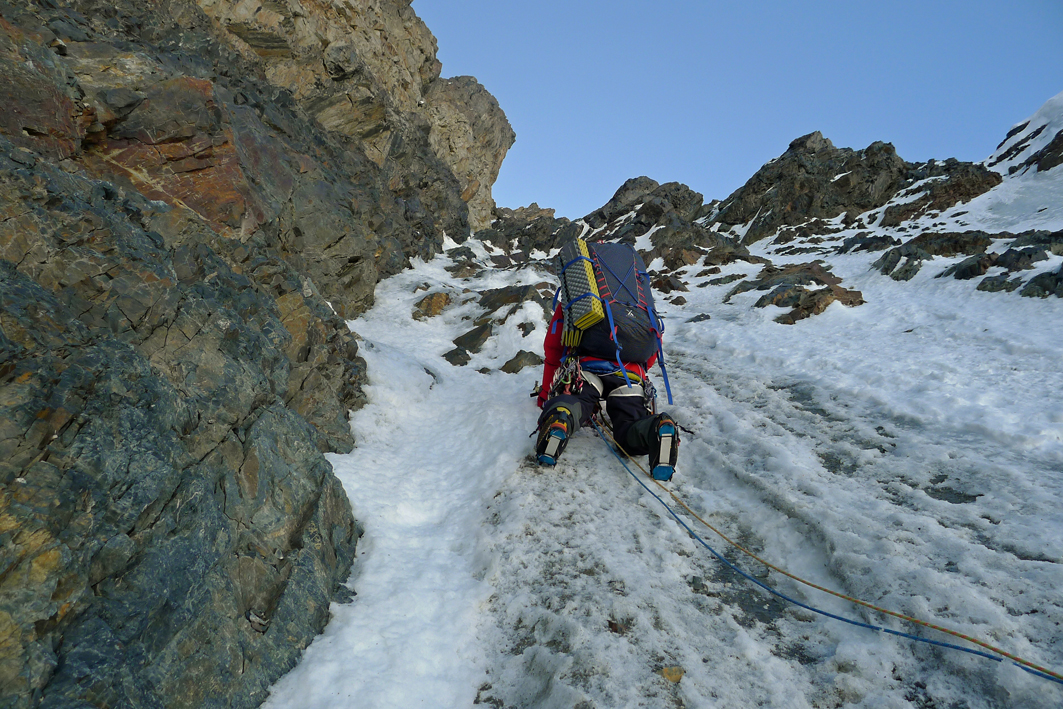 Technical climbing on Yawash Sar. Photo: Fowler/Saunders