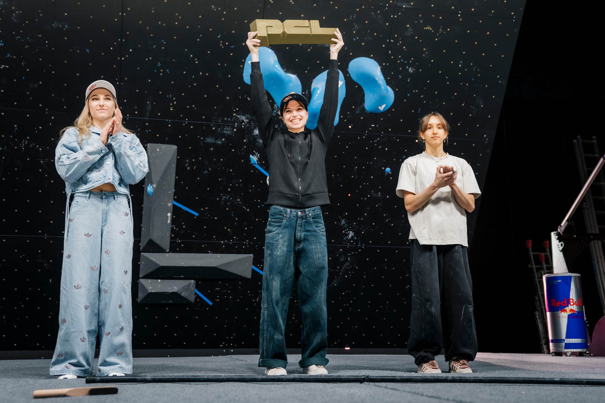 Janja Garnbret, Oriane Bertone and Annie Sanders. Photo: Stefan Voitl / Red Bull Content Pool