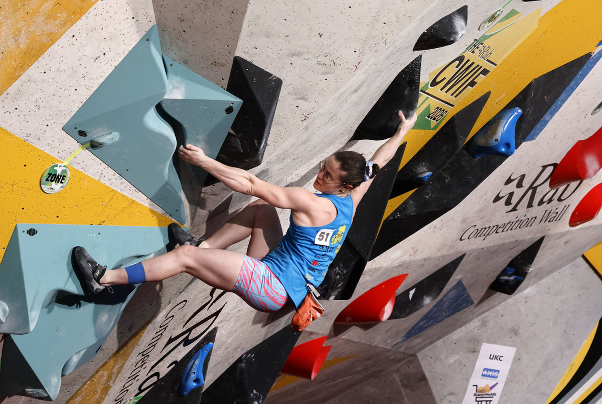 Belgian climber Chloé Caulier on her way to second place in the women's comp. Photo: © David Simmonite
