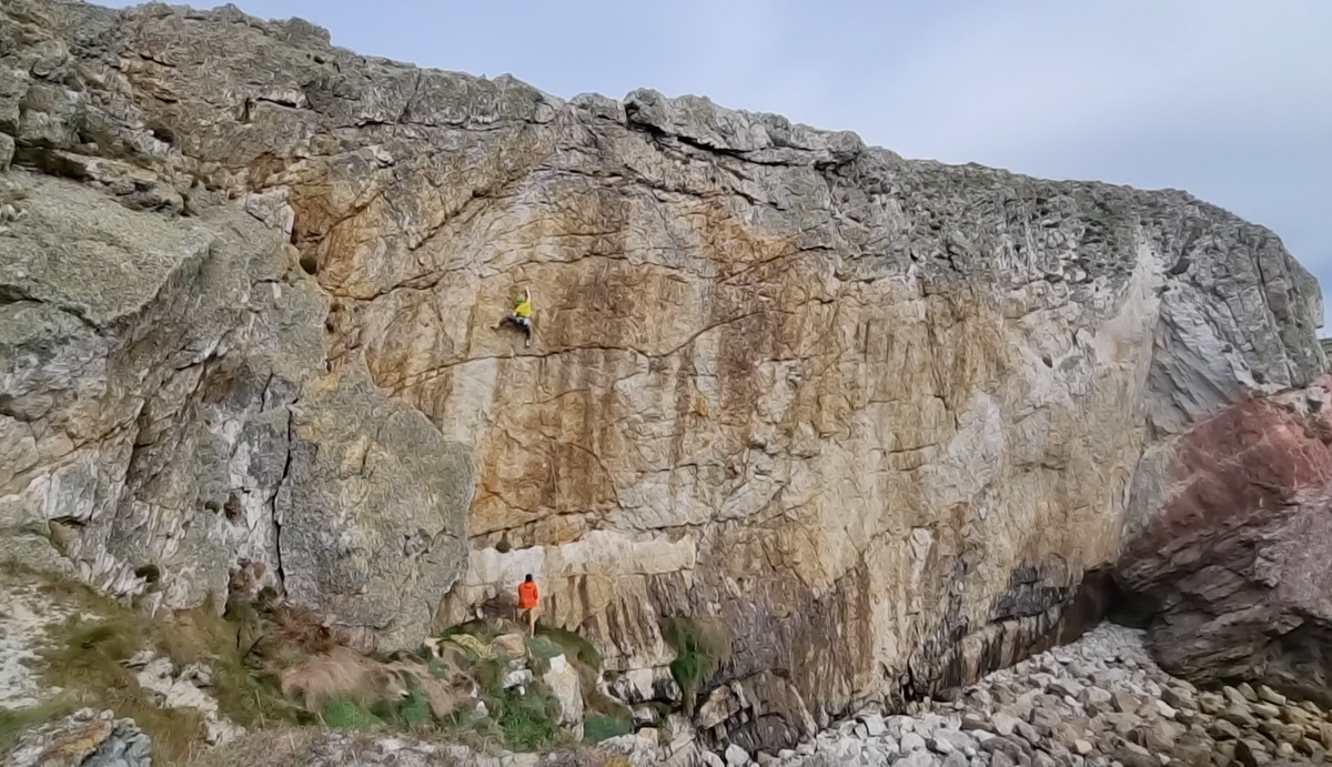 Jim Pope on the second ascent of Prisoners of the Sun. Photo: Jim Pope